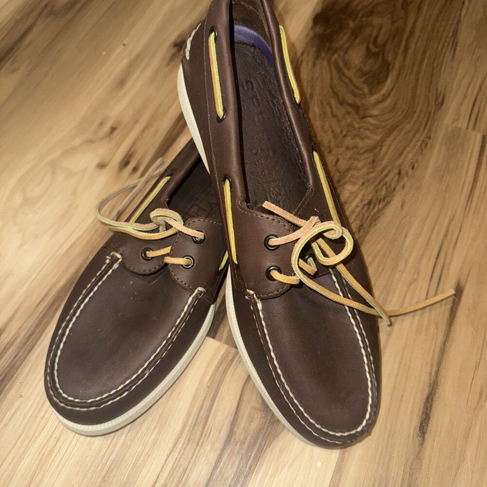 Sperry Top-Sider A/O Authentic Original Brown Leather Low Boat Shoes Size 11.5 M